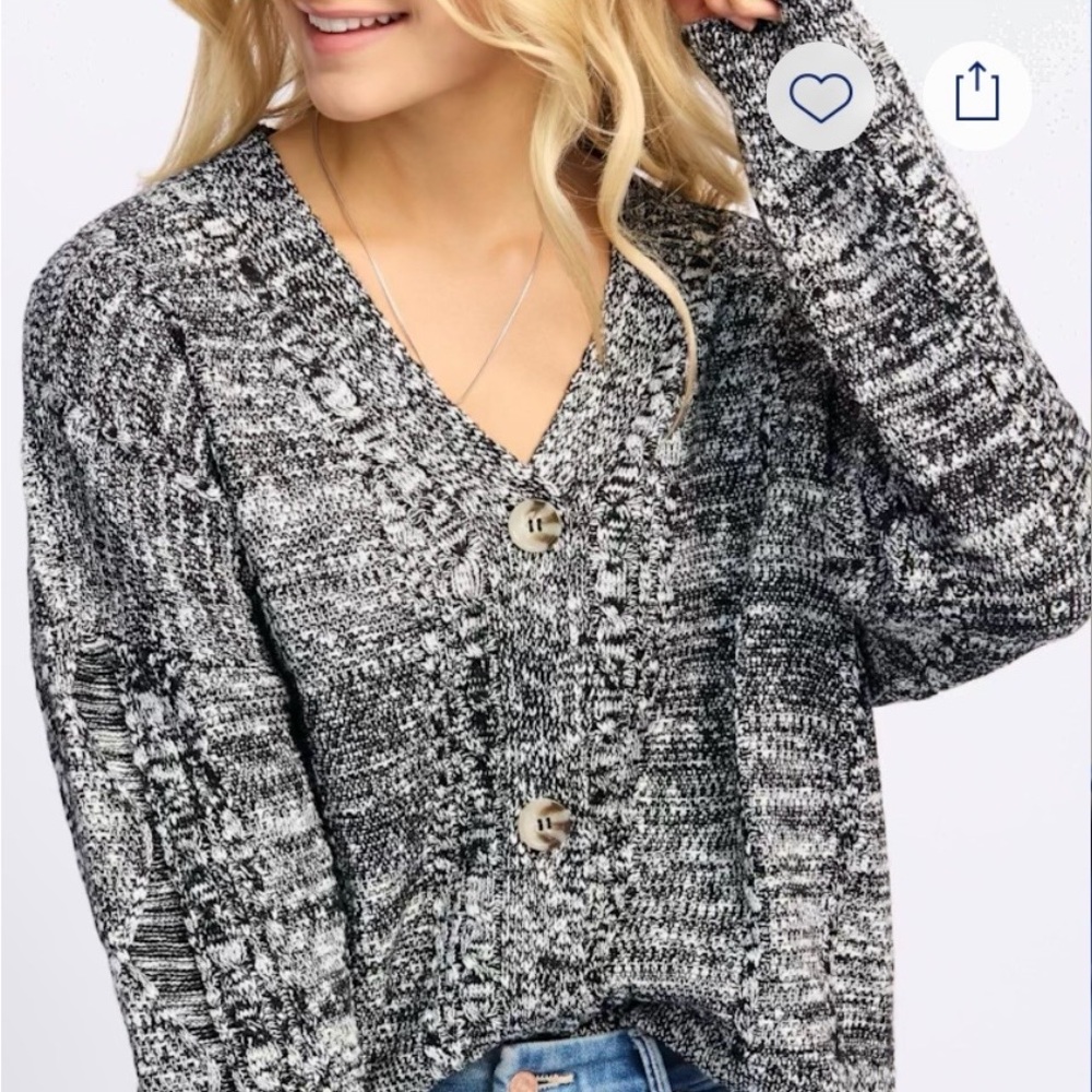 Design History Women's Black and Gray Sweater - Cotton Blend